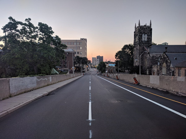 Hunter Street West repainted, July 20, 2018