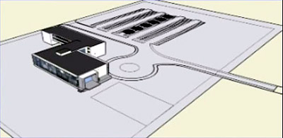 Rendering showing the Mountain training facility and maintenance vehicle storage