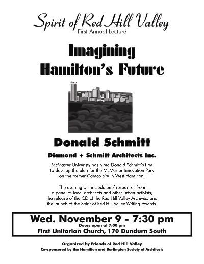 Imagining Hamilton's Future: Spirit of Red Hill Valley Annual Lecture (click on the image to open the PDF poster in a new window)