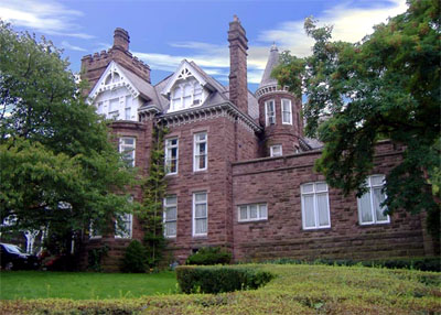 Ravenscliffe Castle, 1881 was one of Balfour's first showpieces of his ability. Exhibiting dramatic rooflines, tall windows, conical tower, castle keep, varying chimney heights