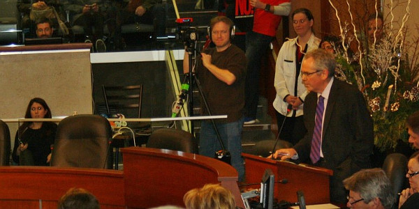 Covering and webcasting a town hall in Council Chambers at City Hall