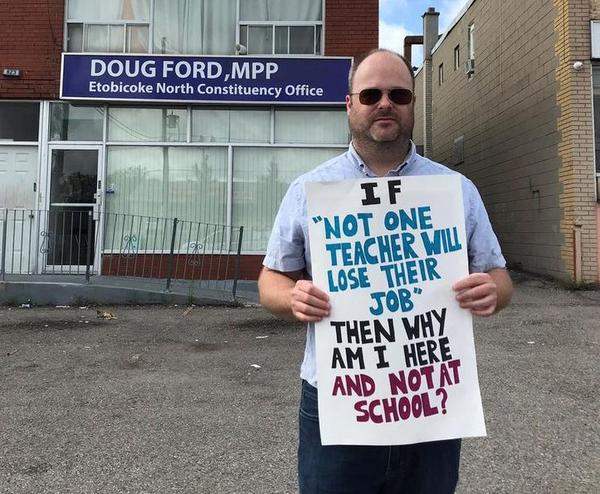 Jonathan LeFresne in front of Doug Ford's constituency office (Image Credit: Jonathan LeFresne)