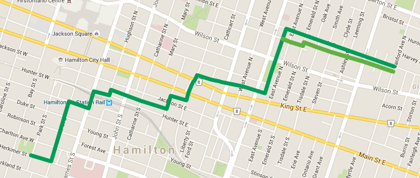 Bike commute route (Image Credit: Google Maps)