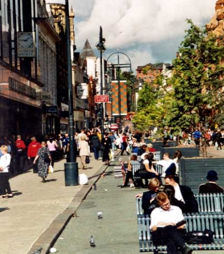 The same street today. Leeds has brought the life back into their downtown and their neighbourhoods.  An image marketing campaign is underway.