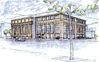 Bank of Montreal showing proposed addition fronting Main Street.
