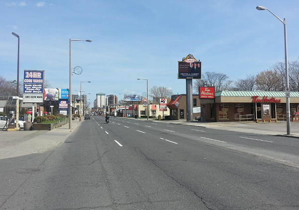 Main Street West, five lanes wide