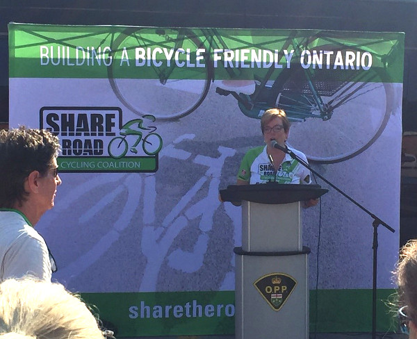 Minister Eleanor McMahon addressing Greg's Ride participants