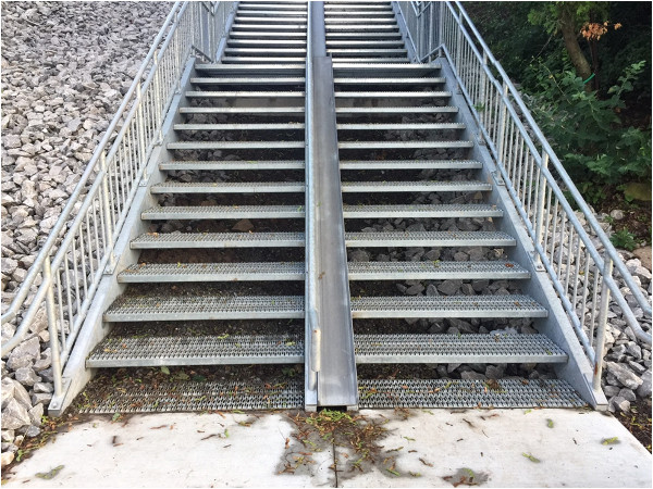 Close-up of finished stairs on July 1