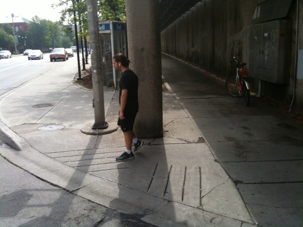 Hamilton GO Station. Sidewalk on left, multi-use path on right.