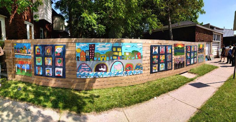 Community art installed on a property bought by Metrolinx for LRT near Longwood Road