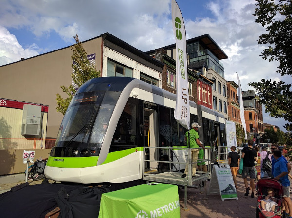 Visitors check out the Metrolinx Ligh Rail Transit vehicle on display at Supercrawl 2016 (RTH file photo)