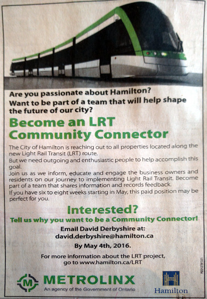 Print ad for the LRT Community Connector position