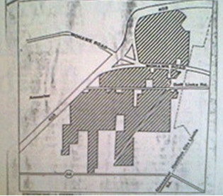 Map: Allarco's land holdings in Ancaster in 1980. (Image Credit: Hamilton Spectator map, L. Cooper, 1980)