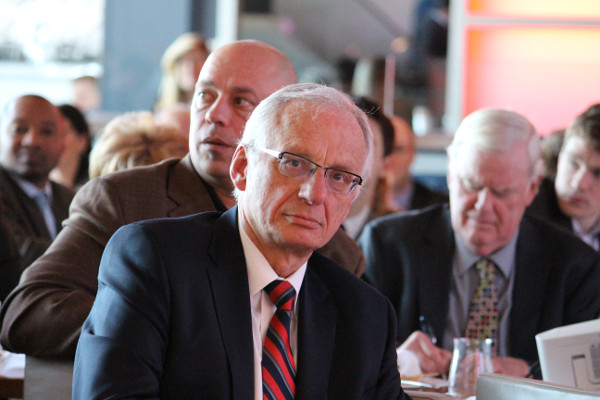 Mayor Bob Bratina, front, with Councillors Jason Farr (left) and Bob Morrow (right) behind him (Image Credit: Richard Allen)