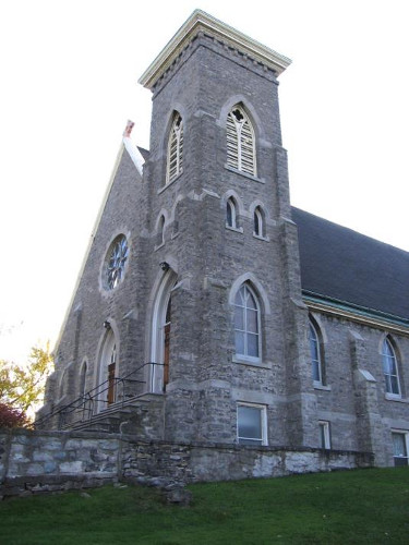 Figure 13. St Paul's Church, Fort Erie. Built of much the same stone as the (reconstructed) fort. There are also a course and trim (windows, doors, buttress caps) of 