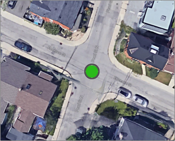 Mini-Roundabout at Florence and Pearl (Image Credit: Google Maps)