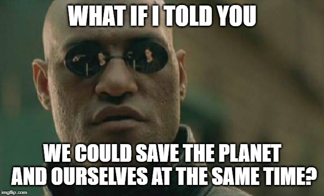 Morpheus: What if I told you we could save the planet and ourselves at the same time?