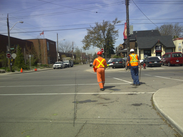 City workers remove guerilla bumpouts at Locke and Herkimer (Image Credit: Jeffrey Neven)