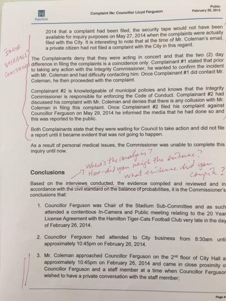 Andre Marin's notes on Basse's report, page 4 of 5