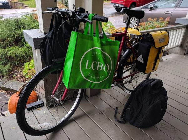 Bike with panniers and handlebar bags