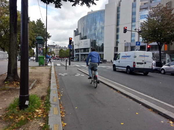 Curb-protected two-way cycle track