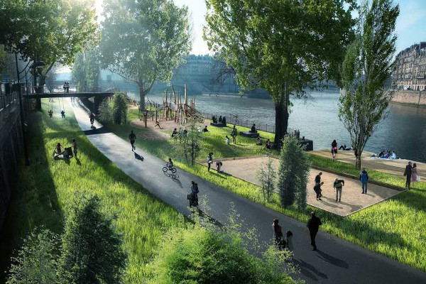 Proposed linear park along the Seine
