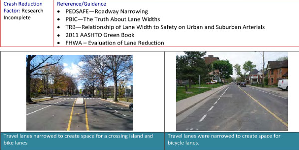 Narrowing traffic lanes