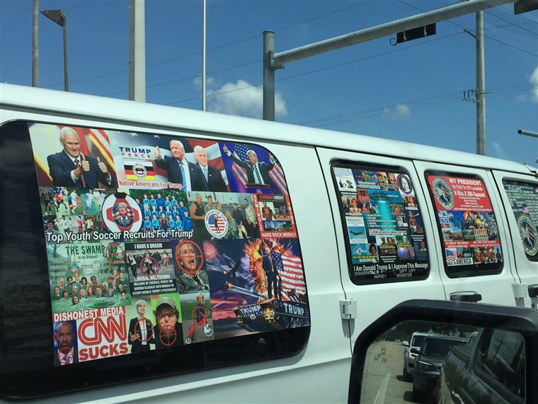 Van of the right-wing terrorist who sent pipe bombs to liberal politicians and news agencies