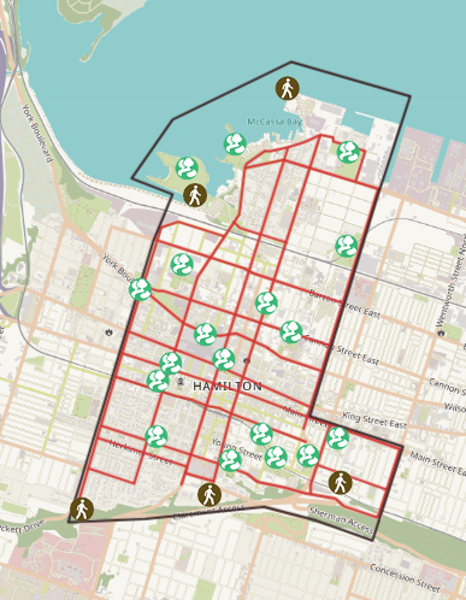 Map: Ward 2 Major Streets and Green Spaces