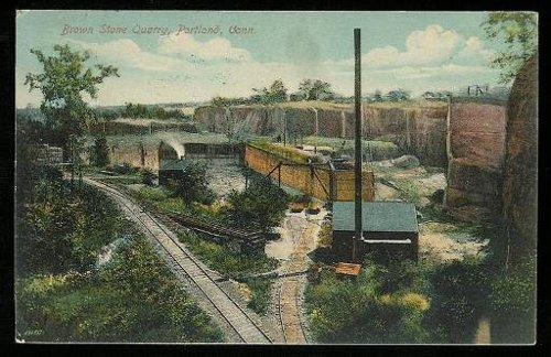 Figure 1. A postcard view of the Portland brownstone quarry (about 1910, from Wikipedia).