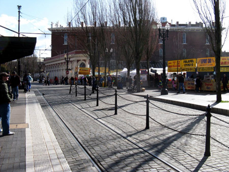 Portland's Saturday Market along the LRT line.