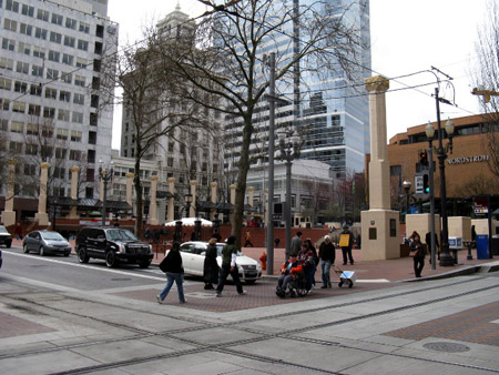 Across from Pioneer Square.