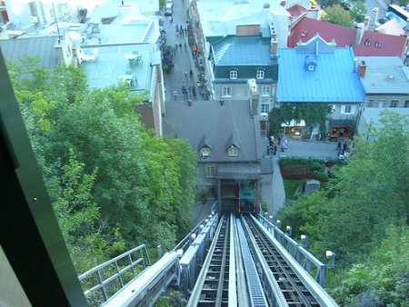 Quebec's Funiculaire - Great views.  But at $1.75 the price was bit, ahem - steep