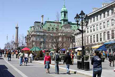 A pedestrian street in Montreal