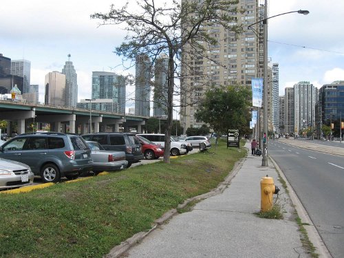 Queens Quay North Side today, between John Street and Spadina. Anyone care for a stroll? No, I didn't think so. (Photo Credit: Waterfront Toronto)