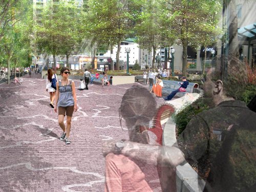 Queens Quay South Side, after the makeover. A nice place for a sandwich. (Photo Credit: Waterfront Toronto)