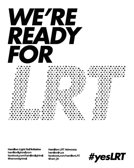 We're Ready For LRT poster, black on white colour scheme