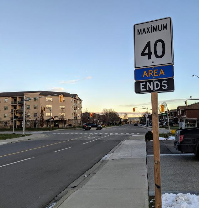 40 km/h speed limit ends on Royalvista before Upper Gage