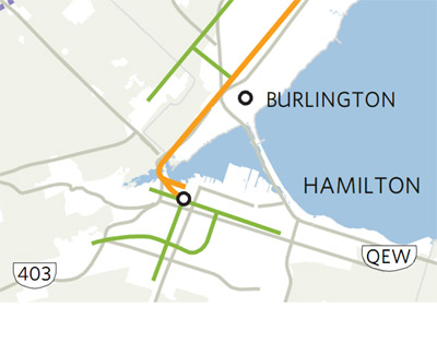 Transit Map from the leaked RTP draft shows three rapid transit lines in Hamilton (Image Credit: Toronto Star)