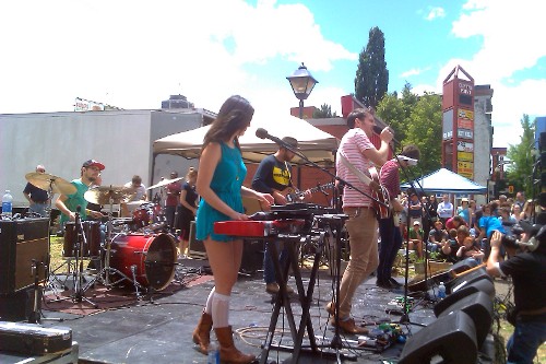 Said The Whale performing in front of the Tivoli on James North