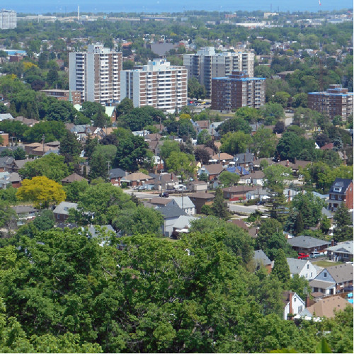 The GTHA high-rise archipelago extends around the end of the lake from Toronto to St Catharines, with clusters in Toronto and Hamilton.