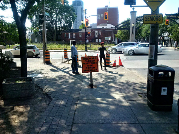 Sidewalk Closed signs