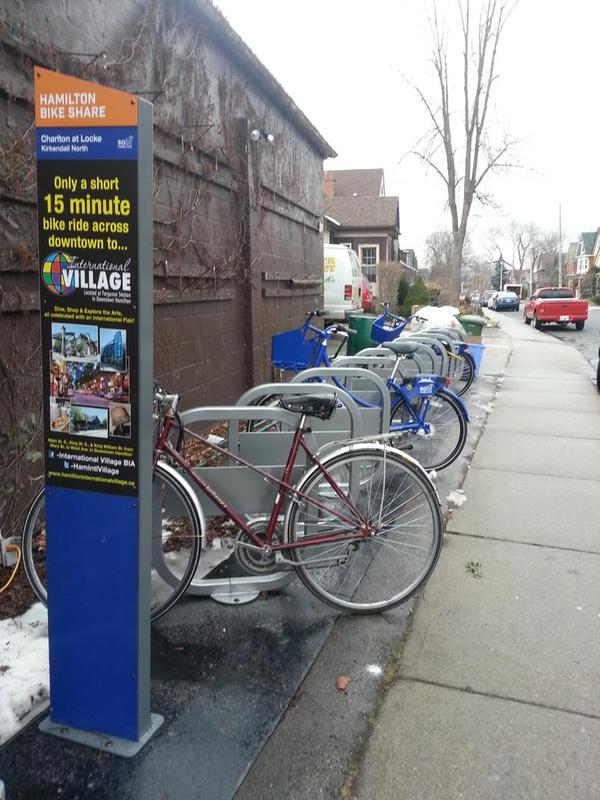 Bike share hub on Charlton at Locke