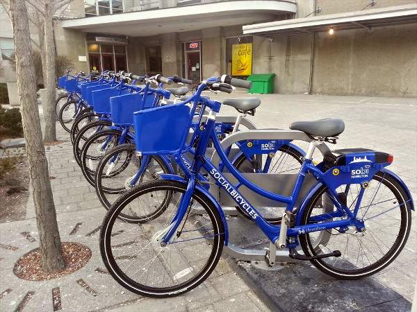 Hamilton Bike Share station at Hunter GO Station (RTH file photo)