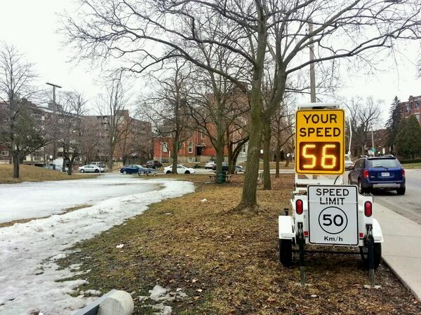 Vehicle measured exceeding the speed limit on Herkimer Street next to Durand Park on Saturday, March 29, 2014 (RTH file photo)