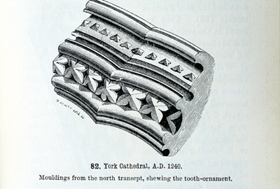 Fig. 4. York Minster, detail of N transept arcade, from John Henry Parker's, Introduction to the Study of Gothic Architecture, 1849.