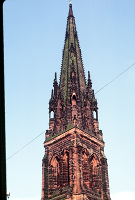 Fig. 6. Cheadle (Staffordshire), St Giles, belfry and spire.