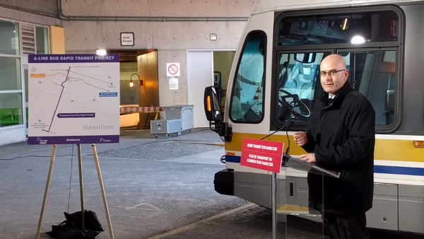 Ontario Transport Minister Steven Del Duca announces A-Line BRT