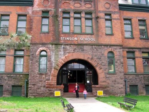 Figure 15. Main doorway of the Stinson Street School, built in 1895, showing the use of two differently coloured 