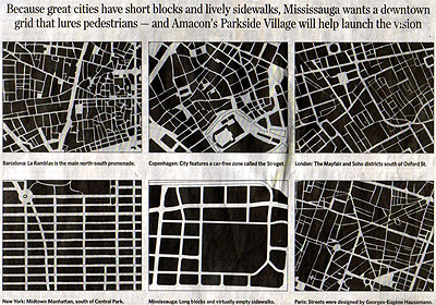 Street layouts around the world. Which one do you think is Mississauga? (Click the image to view larger)